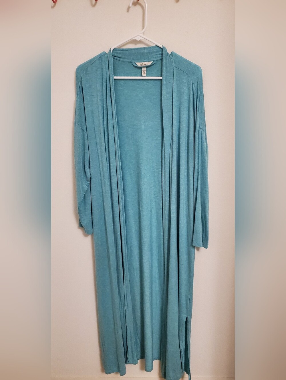Soma Soft Seafoam Open-Front Knit Duster Cardigan Size XL Loungewear Cozy